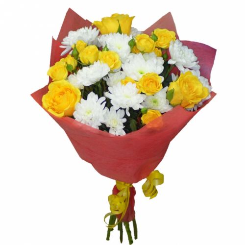 "Нимфа"- букет хризантем и роз  с доставкой по Иланскому